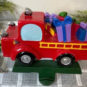 Christmas Red Fire Truck Stocking Holder